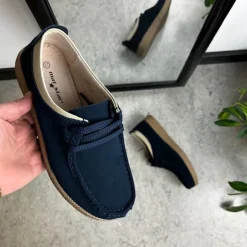 Navy ruskindssko med rågummisål