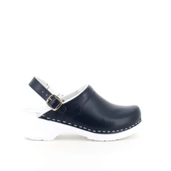 Navy skind træsko med rem