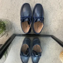 Navy skindsko med gængesål og svangstøtte