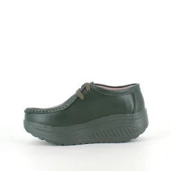 Olivengrønne skindsko med gængesål og svangstøtte