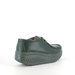 Olivengrønne skindsko med gængesål og svangstøtte