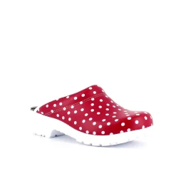Rød træsko med polkaprikker uden kap