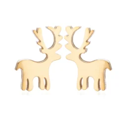 Rensdyr øreringe i guldtone