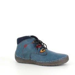 Rieker – kort blå støvle med snøre og lynlås.