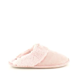 Rosa hjemmesko med synlig pelskant