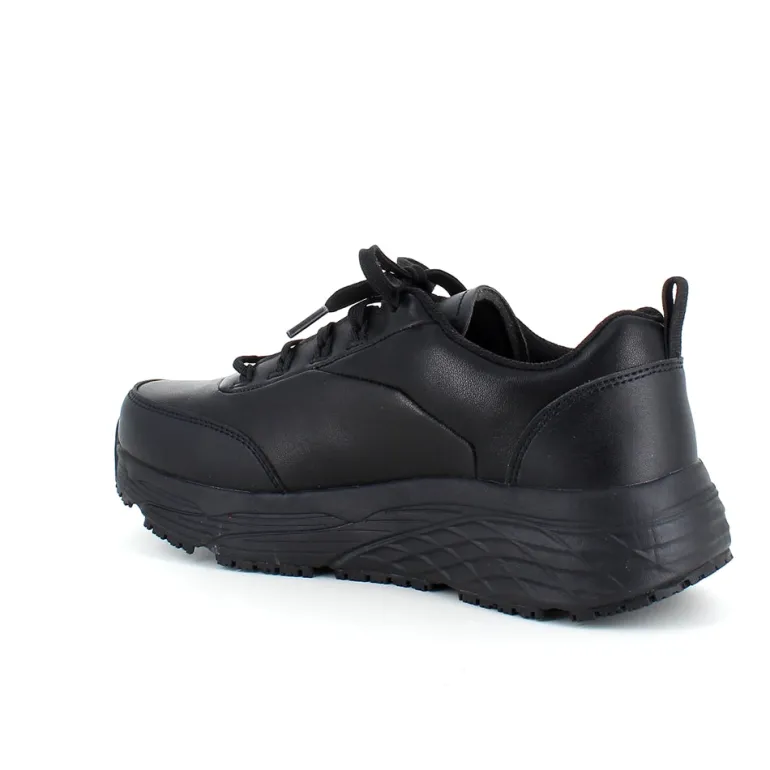 Skechers Work i sort skind med max cushioning såler