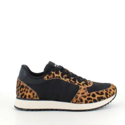 Smarte Woden sneakers i sort mix med leopardmønster.