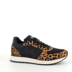Smarte Woden sneakers i sort mix med leopardmønster.