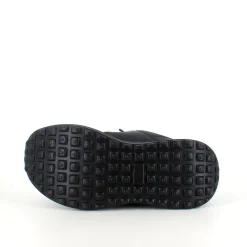 Sort damesko i blød PU med snørebånd og dekorative syninger – komfortabel hverdagssko