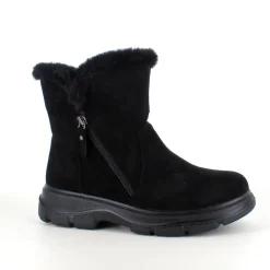Sort damestøvle med varmt for og lynlås