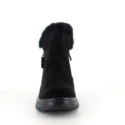 Sort damestøvle med varmt for og lynlås