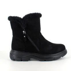 Sort damestøvle med varmt for og lynlås