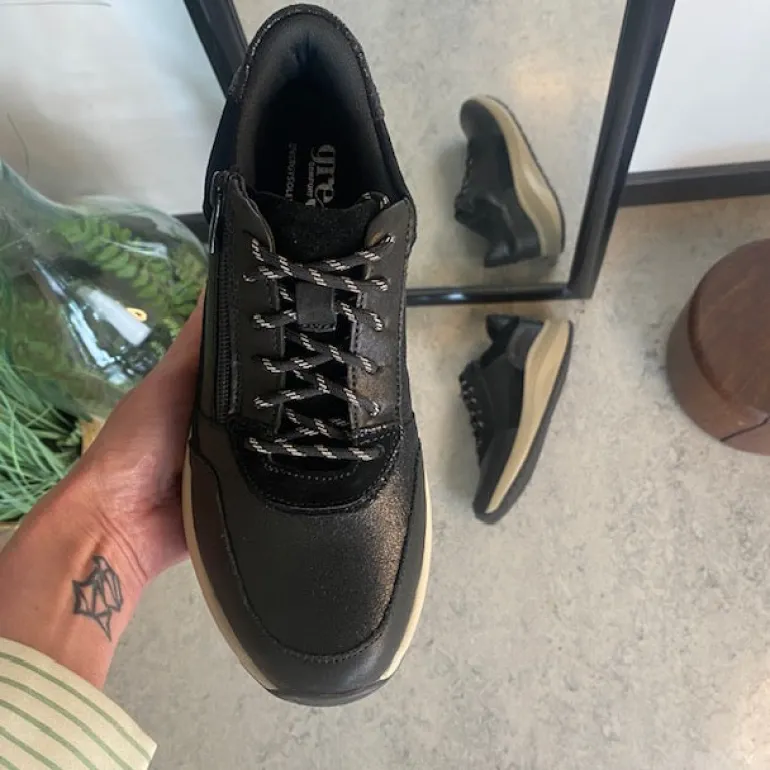 Sort Green Comfort sko med dobbelt lukning