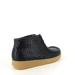 Sort krokodillemønstret støvlet i skind fra Nature