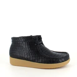 Sort krokodillemønstret støvlet i skind fra Nature