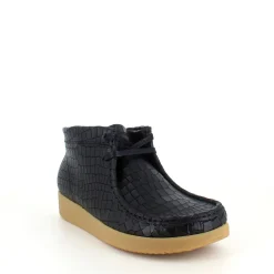 Sort krokodillemønstret støvlet i skind fra Nature