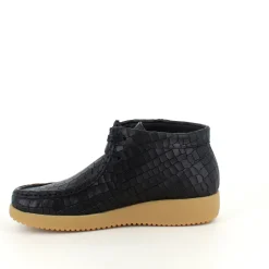 Sort krokodillemønstret støvlet i skind fra Nature