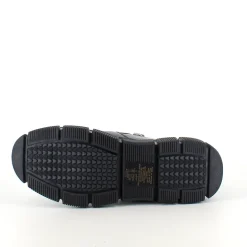 Sort læder ankelstøvle med for og dobbelt lynlås