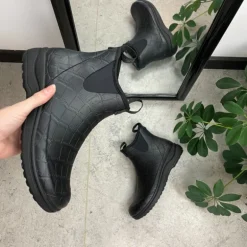 Sort mønstret luksus gummistøvle med svangstøtte