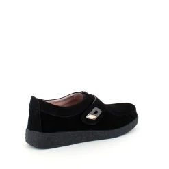 Sort ruskindssko med velcrolukning og gummisål