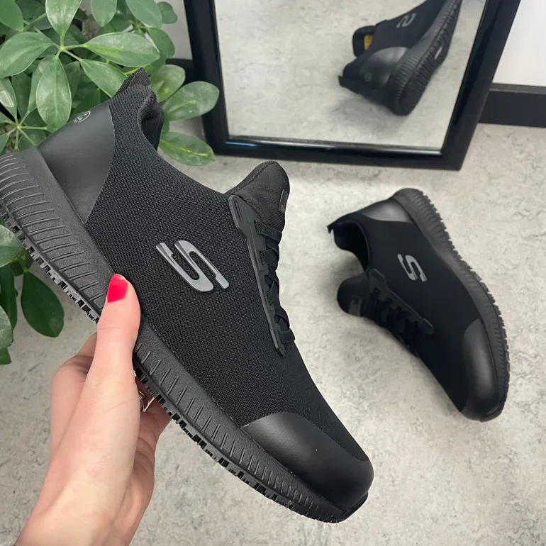 Sort Skechers work sko med ESD