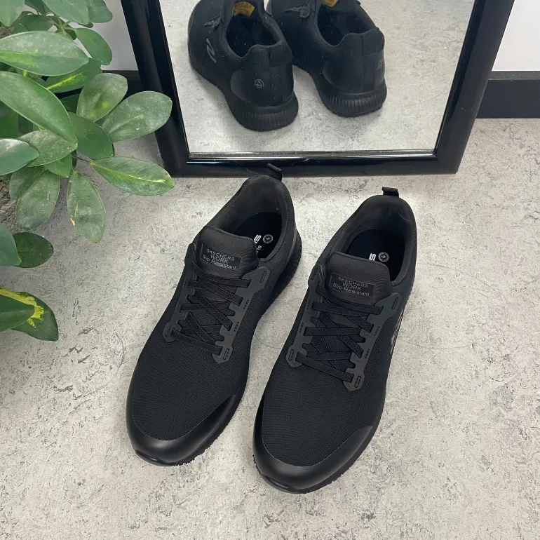 Sort Skechers work sko med ESD