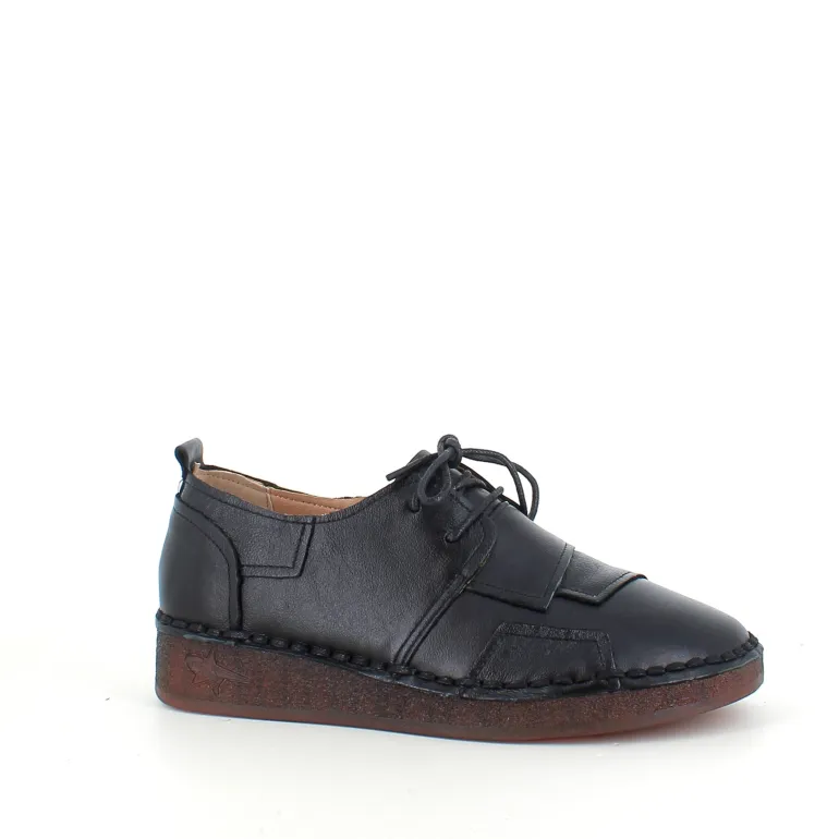 Sort skind snøresko med god stødabsorbering