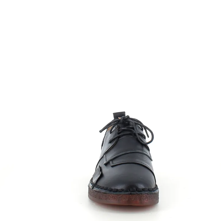 Sort skind snøresko med god stødabsorbering