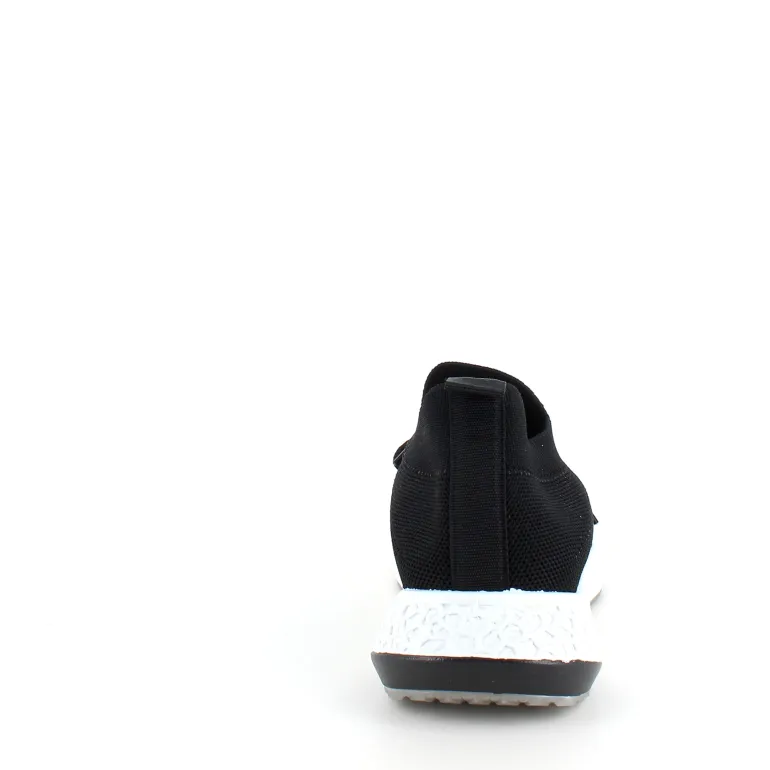 Sort slip on sko med strikket overdel og god stødabsorbering