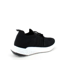 Sort slip on sko med strikket overdel og god stødabsorbering