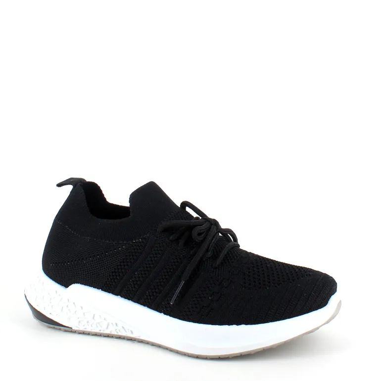 Sort slip on sko med strikket overdel og god stødabsorbering