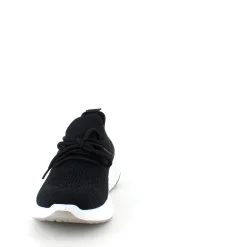 Sort slip on sko med strikket overdel og god stødabsorbering