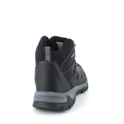 Sort vandrestøvle med overdel i eftergiveligt softshell