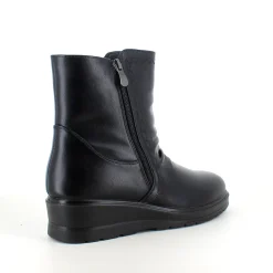 Sorte damestøvletter med varmt for og 2 lynlåse – komfortabel PU-sål og praktisk design