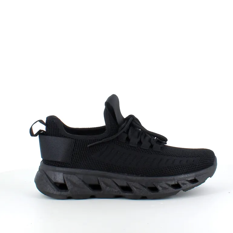 Sorte slip-on sko med strikoverdel