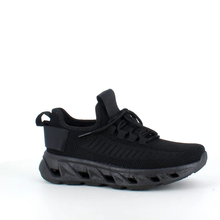 Sorte slip-on sko med strikoverdel