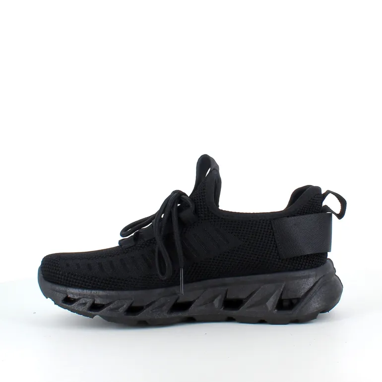 Sorte slip-on sko med strikoverdel