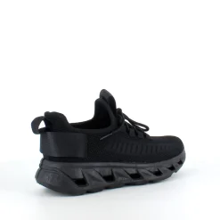 Sorte slip-on sko med strikoverdel