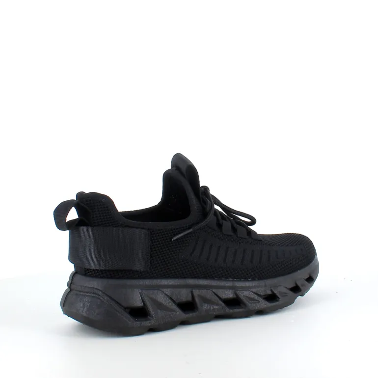 Sorte slip-on sko med strikoverdel