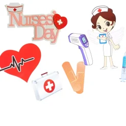 Sundhedspersonale kagepynt på pind 7 stk. ( Nurses days )