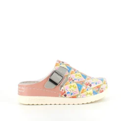 Træsko med blomsterprint