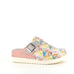 Træsko med blomsterprint