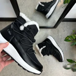 Vandafvisende sort vinterstøvle fra CMP med elastiksnøre